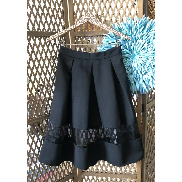 Express Black Fit & Flare Midi Skirt sz 2 - Picture 1 of 2